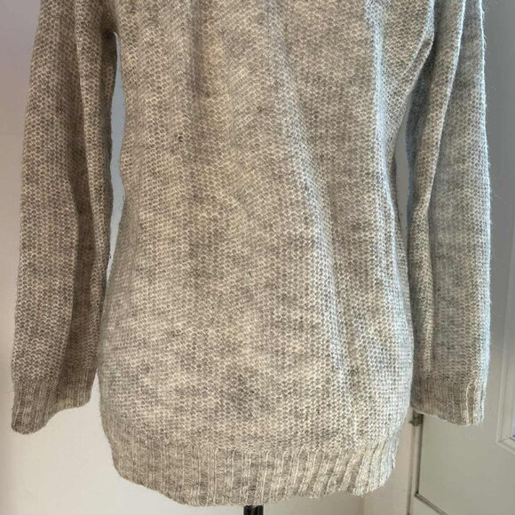 Miiyu by Simons Heather Grey Mohair-Blend Lace Shoulder High-Low Sweater - US S - Picture 8 of 10